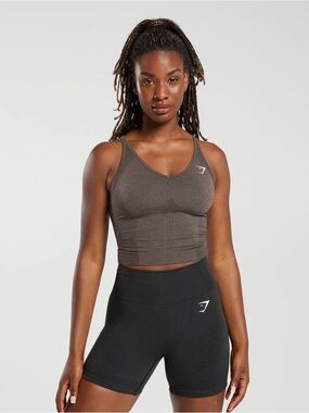 Gymshark Women’s Vital Midi Tank Brown Low Impact Gym Yoga Workout Athletic